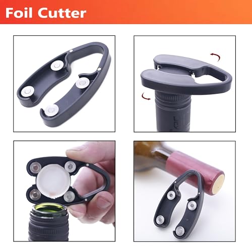 Tyzine Air Pressure Pump Bottle Opener With Foil Cutter,Aerator Pourer,Vacuum Stopper(4PCS),Simple Cork Remover,Efficient Corkscrew Bottle Opener,Great For Wine Lovers,Perfect Wine Gift. - Image 3
