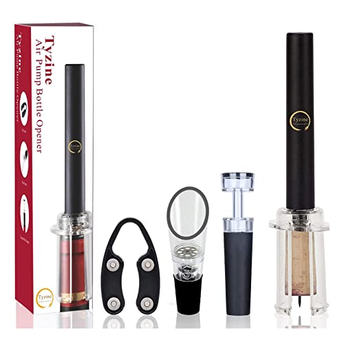 Tyzine Air Pressure Pump Bottle Opener With Foil Cutter,Aerator Pourer,Vacuum Stopper(4PCS),Simple Cork Remover,Efficient Corkscrew Bottle Opener,Great For Wine Lovers,Perfect Wine Gift. - Image 1