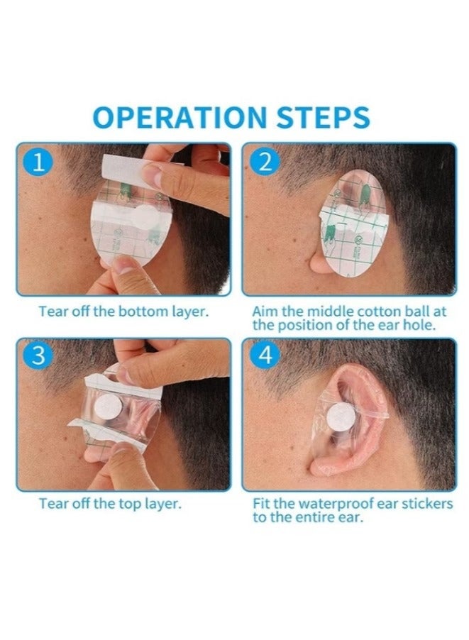 HS Ear Covers For Shower, 60 Pieces Waterproof Ear Stickers Ear Covers For Swimming Shower Ear Protectors with Waterproof Cotton Ear Plugs For Shower Surfing Snorkeling And Other Water Sports - Image 3