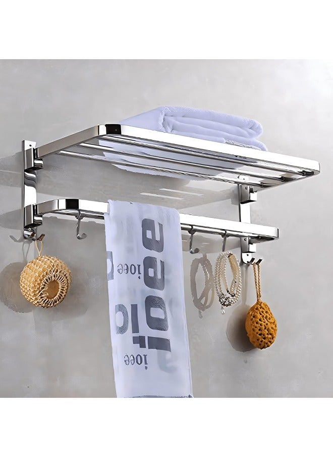 صاروخ فلاير الفولاذ المقاوم للصدأ الصف 304 رف منشفة مزدوج الطي للحمام / رف منشفة / شماعات / اكسسوارات الحمام - Image 1