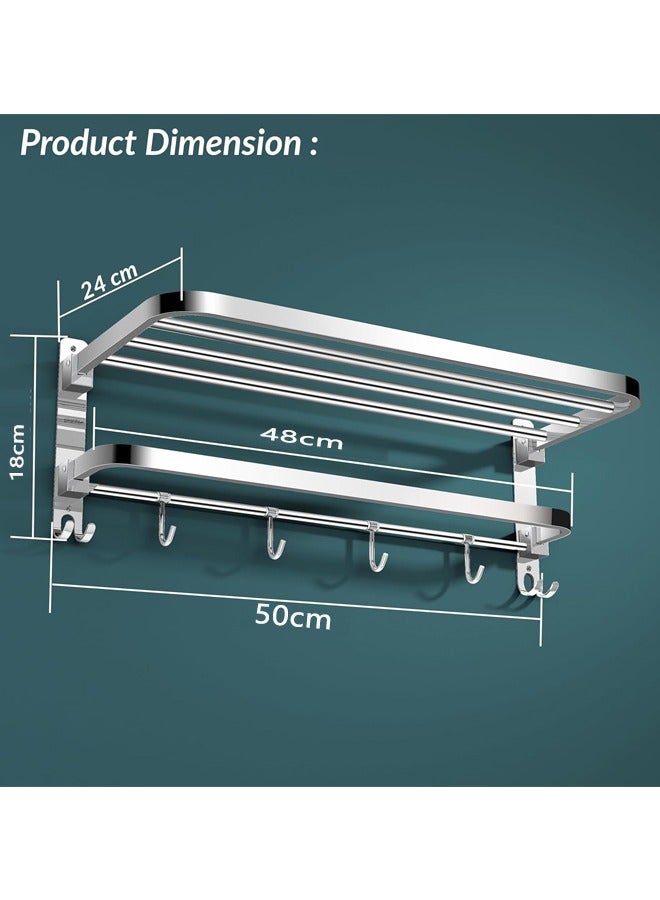 صاروخ فلاير الفولاذ المقاوم للصدأ الصف 304 رف منشفة مزدوج الطي للحمام / رف منشفة / شماعات / اكسسوارات الحمام - Image 2
