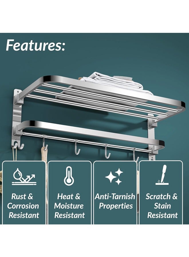 صاروخ فلاير الفولاذ المقاوم للصدأ الصف 304 رف منشفة مزدوج الطي للحمام / رف منشفة / شماعات / اكسسوارات الحمام - Image 3