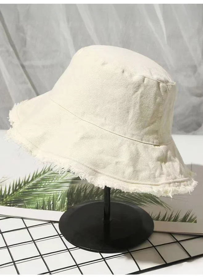 Styli Styli White Frayed Edge Bucket Hat