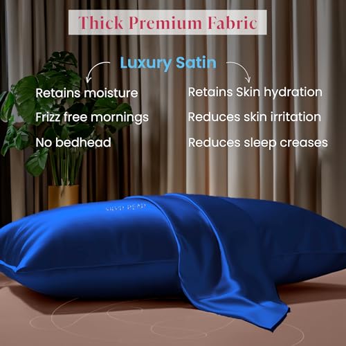 Silvr Bear Luxury Solid Satin Pillow Covers + 3 Scrunchies | Aesthetic Pillowcase-Standard - 18 X 27 Inches | Great For Hair And Skin | Combo Pack (Navy Blue, Luxe Satin) 250, 5 Piece - Image 4