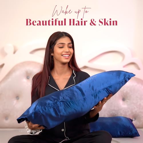 Silvr Bear Luxury Solid Satin Pillow Covers + 3 Scrunchies | Aesthetic Pillowcase-Standard - 18 X 27 Inches | Great For Hair And Skin | Combo Pack (Navy Blue, Luxe Satin) 250, 5 Piece - Image 3