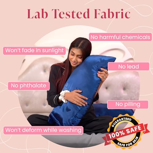 Silvr Bear Luxury Solid Satin Pillow Covers + 3 Scrunchies | Aesthetic Pillowcase-Standard - 18 X 27 Inches | Great For Hair And Skin | Combo Pack (Navy Blue, Luxe Satin) 250, 5 Piece - Image 5