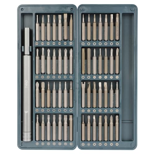 Deli DL241057 57 Pcs Precision Screwdriver Set with Magnetic Bits PVC Handle Connecting Rod Repair Tool Kit for Smartphone Mobile Laptop Tablet Game Console and Household Repair (Silver, S2+Cr-V) - Image 1