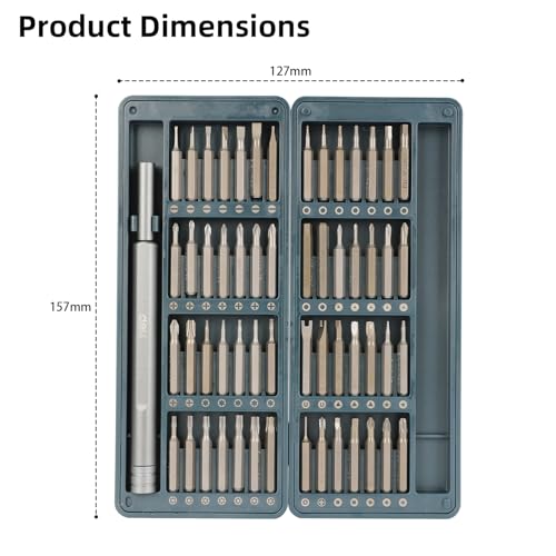 Deli DL241057 57 Pcs Precision Screwdriver Set with Magnetic Bits PVC Handle Connecting Rod Repair Tool Kit for Smartphone Mobile Laptop Tablet Game Console and Household Repair (Silver, S2+Cr-V) - Image 2