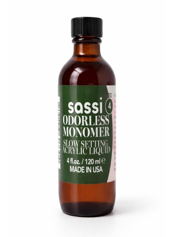 Sassi Odorless Acrylic Liquid Monomer (EMA) - Made in USA, Low Odor, Non-Yellowing, Self-Leveling Nail System for Acrylic Nails (4oz) - Image 1