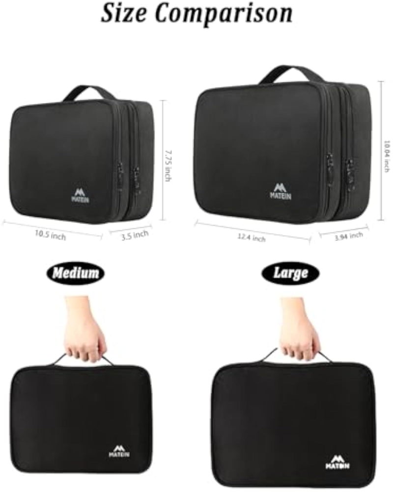 Matein Electronics Travel Organizer, Waterproof Electronic Accessories Case Portable Double Layer Cable Storage Bag for Cord, Charger, Flash Drive, Phone, Ipad Mini, SD Card, Gifts For Him, Black - Image 2