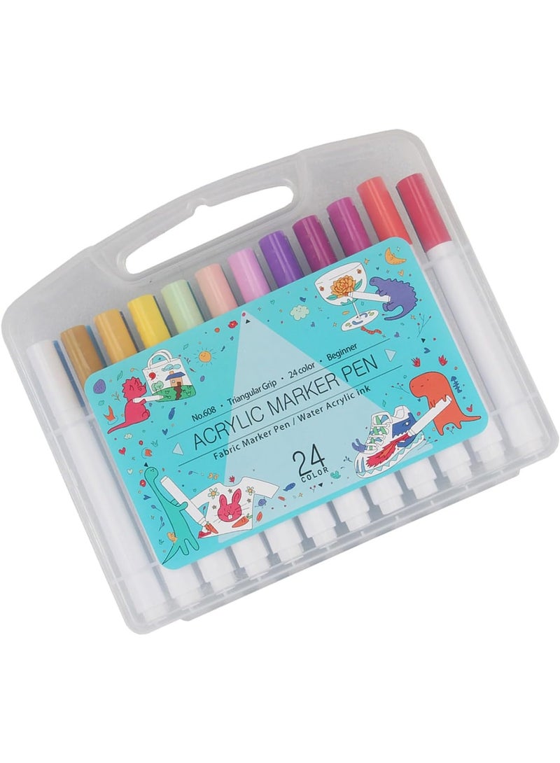 24 Color Markers For 3d Print Art Water Long Acrylic Inks Marker Paint Art Brush For 3d Printer - Image 3