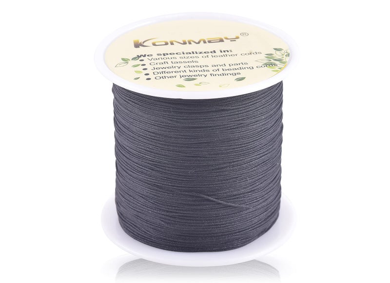 KONMAY 1 Roll 150yd Nylon Bracelet Making String, Braided 0.4mm Nylon Shamballa Macramé/Beading Cord,Chinese Knotting Cord, Kumihimo Beading String, Black 900 - Image 1
