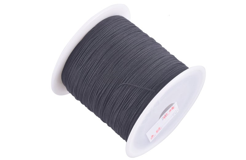 KONMAY 1 Roll 150yd Nylon Bracelet Making String, Braided 0.4mm Nylon Shamballa Macramé/Beading Cord,Chinese Knotting Cord, Kumihimo Beading String, Black 900 - Image 3