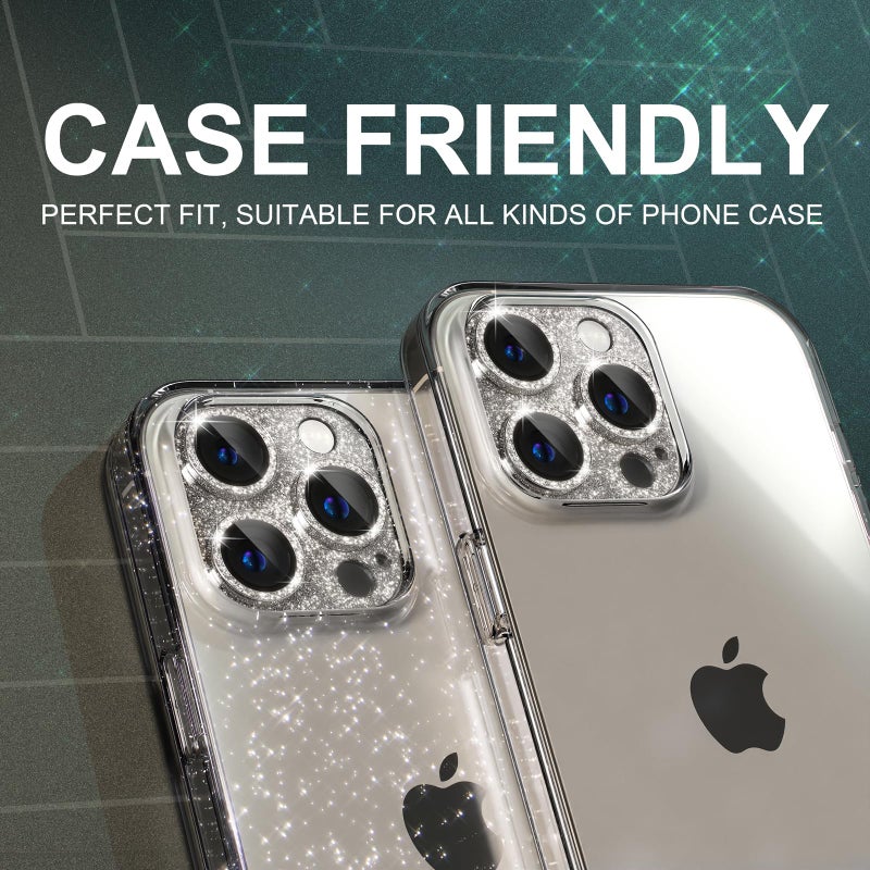 Choiche Compatible for iPhone 15 Pro/iPhone 15 Pro Max Camera Lens Protector, Bling Camera Cover with 9H Tempered Glass Lens Screen Protector Metal Ring Decoration Accessories (Glitter-Titanium Natural) - Image 5