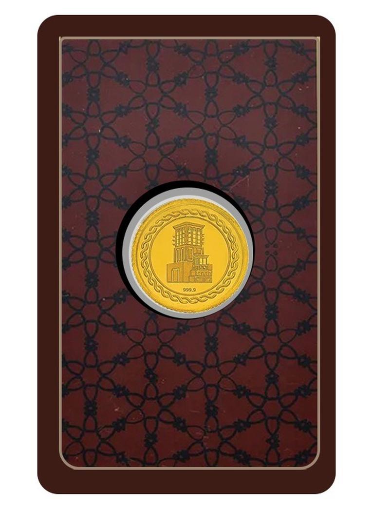 ريزان_جولري مجوهرات ريزان عملة ذهبية 2 جرام 24 قيراط 999.9 زهرة وتصميم مبنى التراث الإماراتي - Image 1