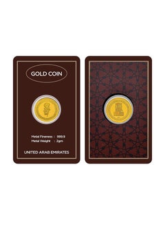 RIZAN JEWELLERY Rizan Jewellery 2g Gold Coin 24 Karat 999.9 Flower & UAE Heritage Building Design  - Image 2