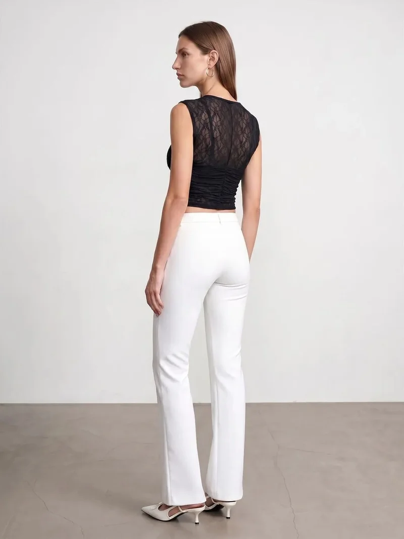 ديلفين DILVIN Sleeveless Lace Ribbed Blouse