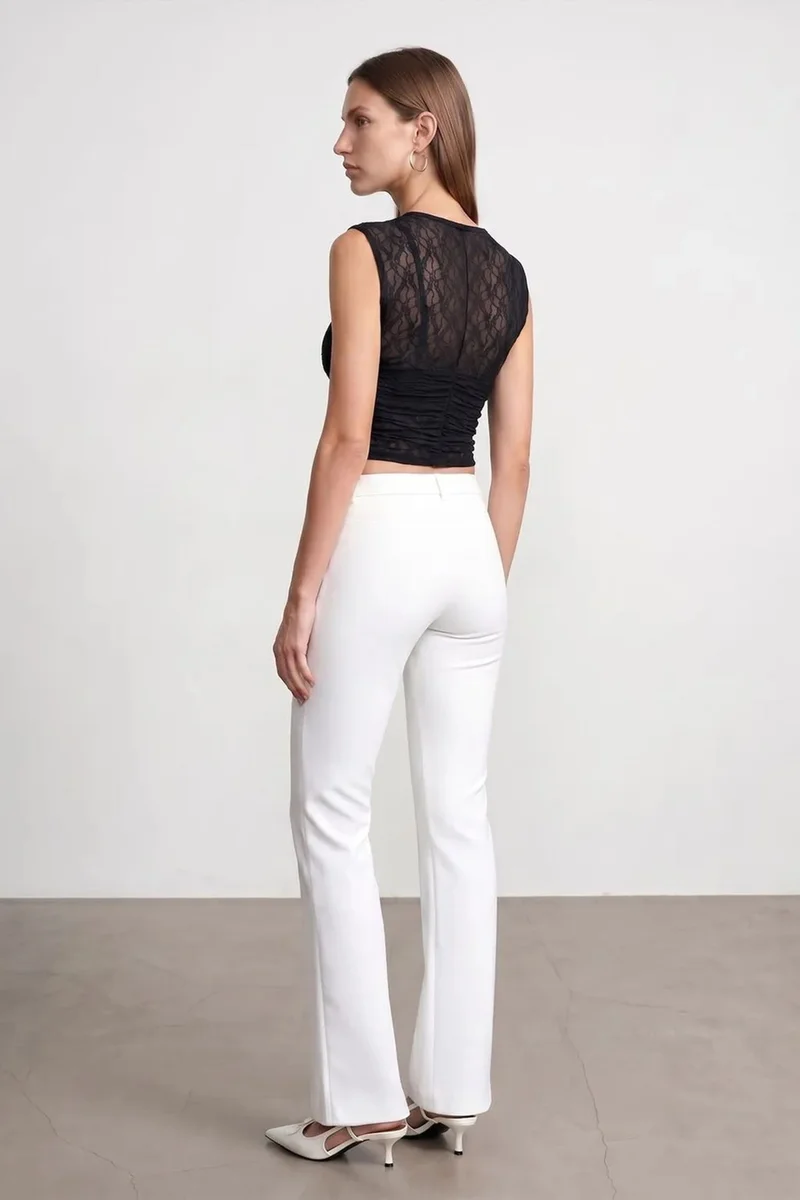 Dilvin Black DILVIN Sleeveless Lace Ribbed Blouse for Women | Best Price UAE