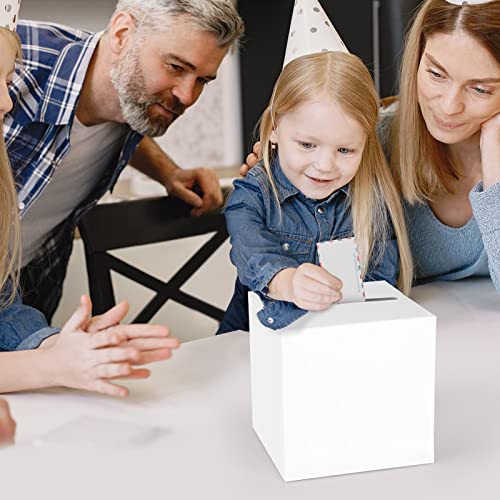 Fowecelt White Card Box Wedding Favors Post Box Cardboard Card Receiving Money Box for Wedding Reception Anniversary Birthday Graduation Table Centerpiece Decorations - Image 3