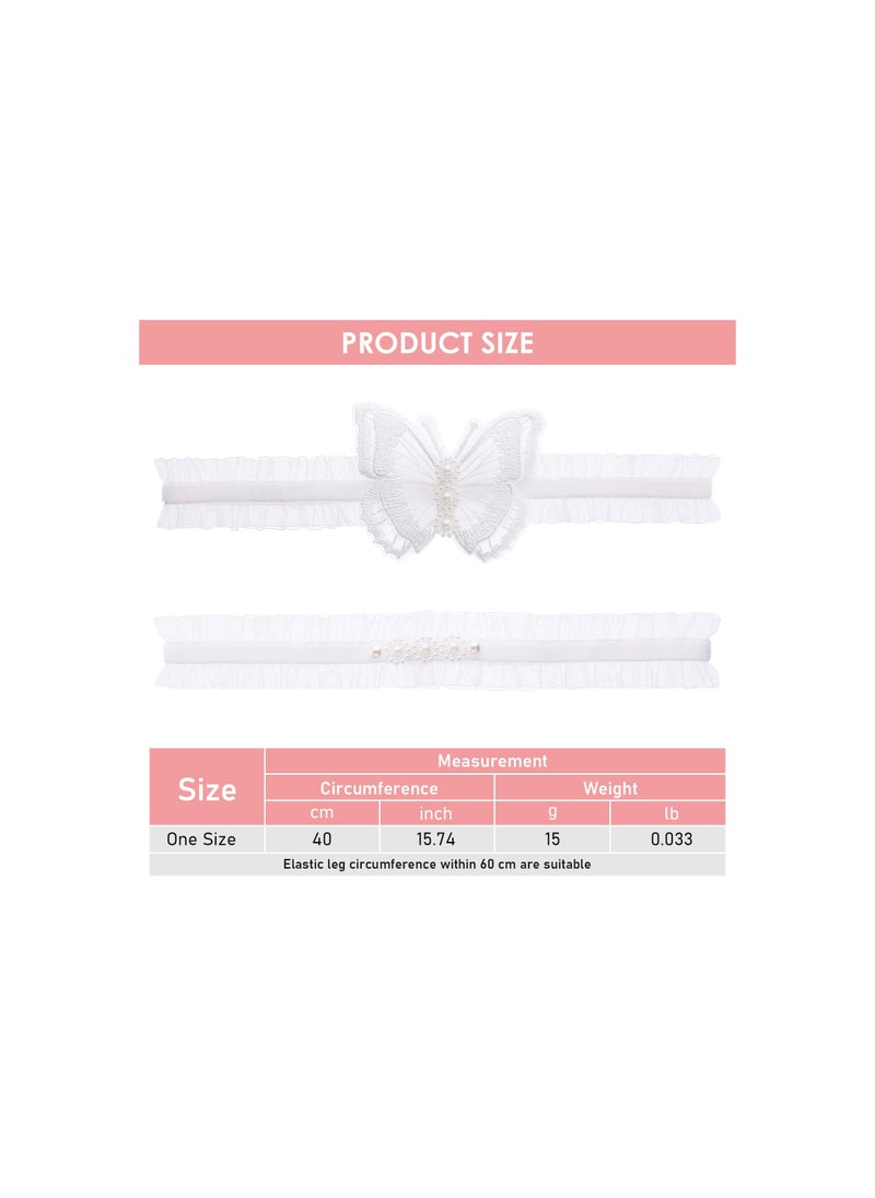 SYOSI - Lace Garter, Bridal Wedding Garter Set with Hand Sewn Faux Pearls Blue White Wedding Garters for Bride Women, Birthdays, Anniversaries, Proms, Masquerade Parties, Etc.(Two Pairs) - Image 1