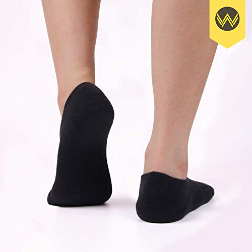 WANDER No Show Socks Mens 7 Pairs Cotton Thick Cushion Non Slip Low Cut Men Invisible Sock (7black, size:9-11) - Image 3