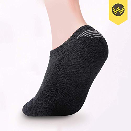 WANDER No Show Socks Mens 7 Pairs Cotton Thick Cushion Non Slip Low Cut Men Invisible Sock (7black, size:9-11) - Image 4