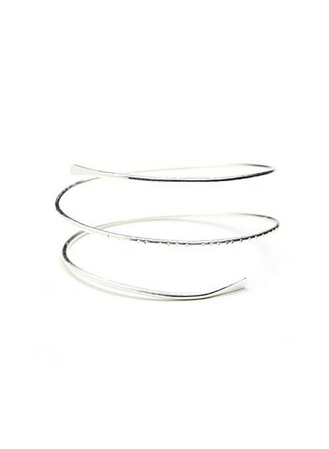 HUNO Minimalist Metal Punk Spiral Coil Upper Arm Cuff Open Arm Bracelet Armlet Adjustable Hammered Wrap Armband Bangle For Womenspiral Silver - Image 2