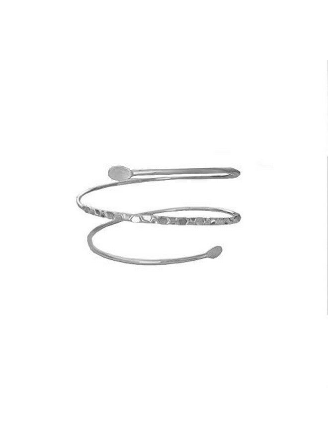 HUNO Minimalist Metal Punk Spiral Coil Upper Arm Cuff Open Arm Bracelet Armlet Adjustable Hammered Wrap Armband Bangle For Womenspiral Silver - Image 3