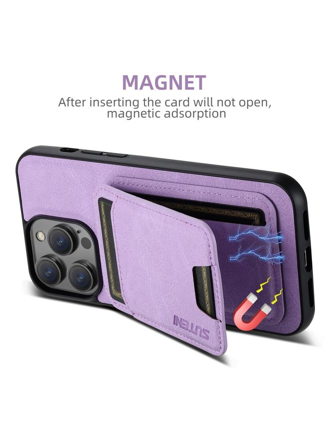 Suteni Case For iPhone 16 Pro Max H02 Litchi Leather Card Wallet Stand Back Phone Case - Image 4