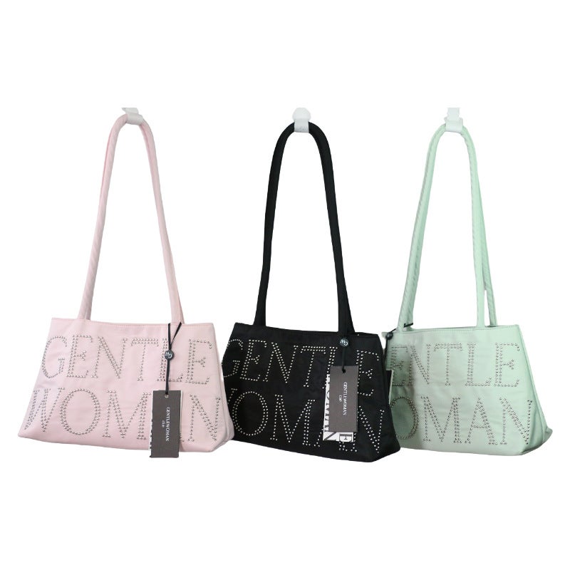 Women's Oxford Fabric Shopper Tote Bag with Letter Print - Image 1