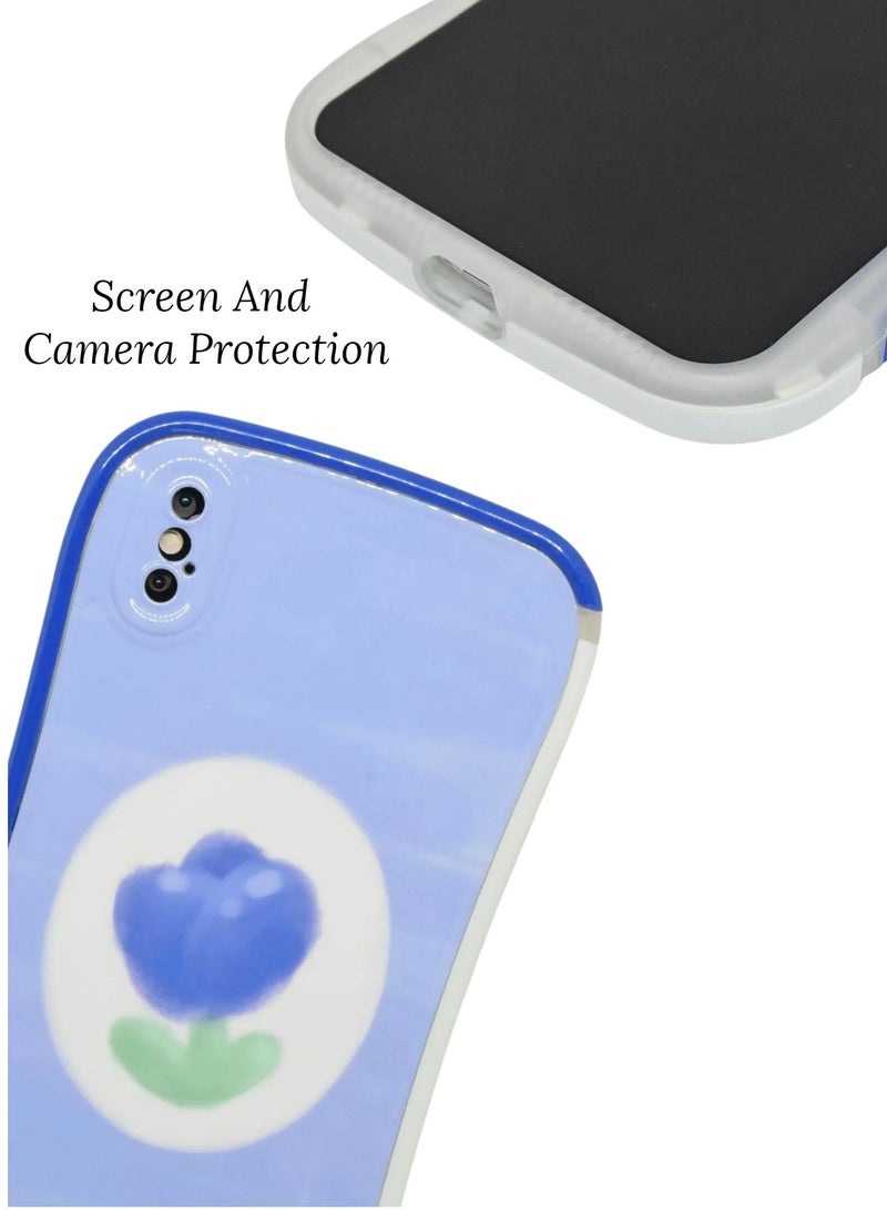 توليب غطاء حماية لهاتف iPhone X مزود بتصميم زهور وحافظة هاتف متينة مقاومة للصدمات مصنوعة من مادة TPU متوافقة مع غطاء Apple iPhone X/XS - Image 2