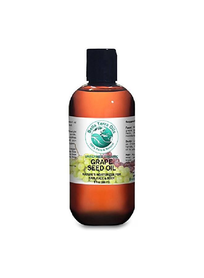 Bella Terra Oils Grape Seed Oil 8 Oz 100% Pure Coldpressed Unrefined Organic Face & Hair Moisturizer - Image 2