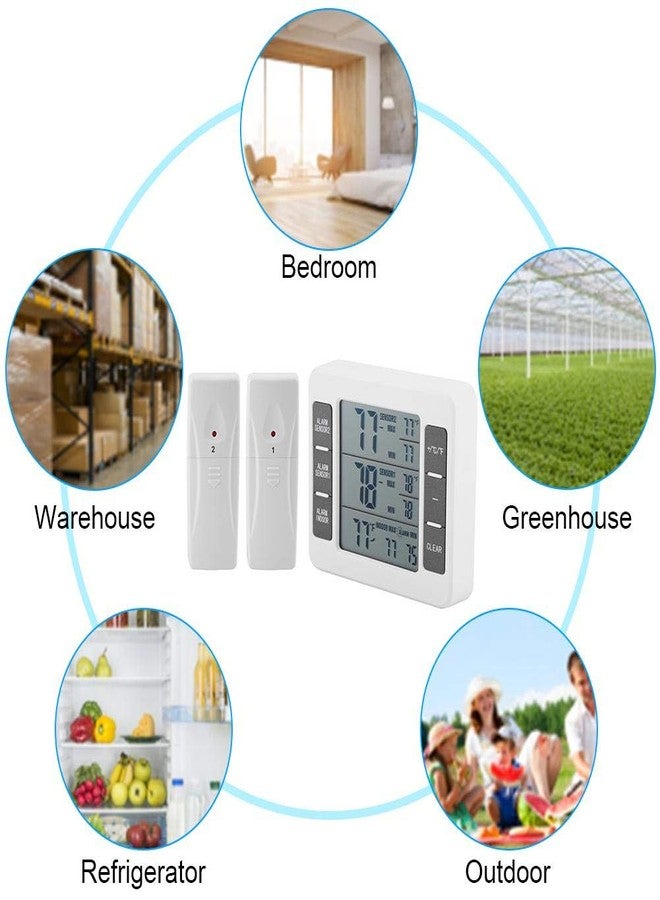 ايجويوس ميزان حرارة للثلاجة، جهاز مراقبة رقمي لحرارة الثلاجة والفريزر مزود بمستشعرين ومنبه صوتي، للاستخدام الداخلي والخارجي، شاشة LCD سهلة القراءة - Image 5