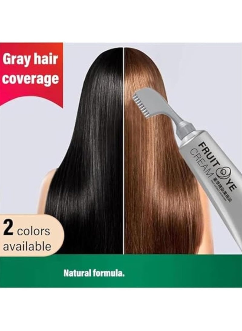 SYOSI Natural Fruit Hair Dye, Brown Hair Dye, Black Fruit Hair Dye Cream, Fruit Dyeing Cream With Comb, Hair Dye for Grey Hair Coverage, Unisex (Chestnut Brown） - Image 4