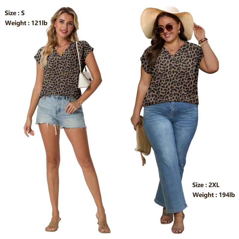 Lepunuo Women's V Neck Blouses Cap Sleeve Shirts Casual Loose Work Office Solid Tops - Image 5