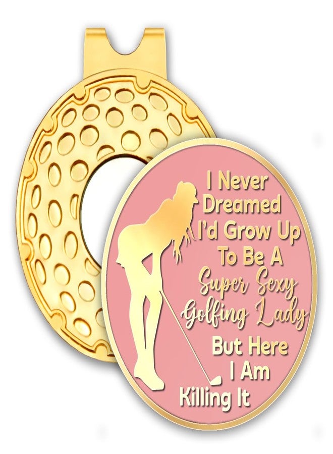 rofiowa Super Sexy Golfing Lady Pink Gold Golf Ball Marker with Hat Clip, Funny Golf Accessories for Women Girl, Christmas Mother's Day Birthday Gifts for Golf Fan Golfer, Novelty Golf Gifts for Her - Image 1