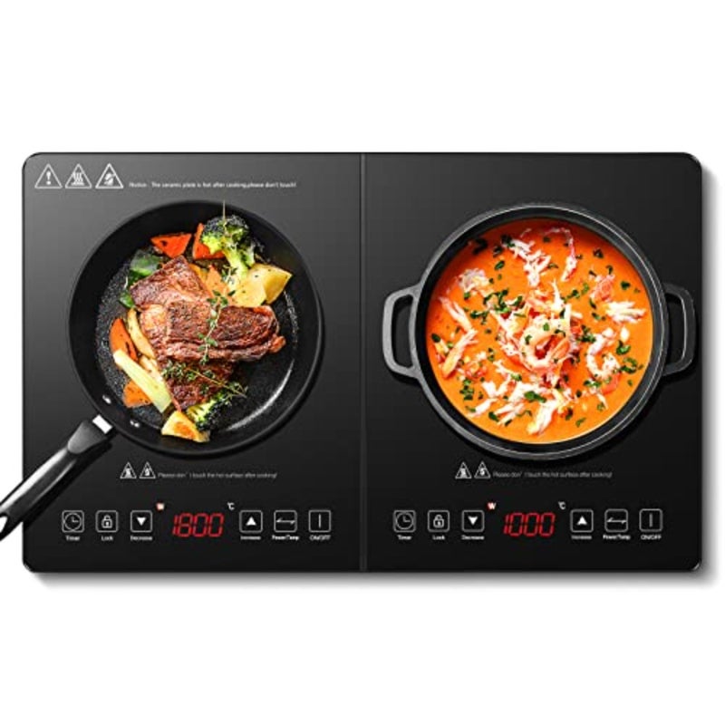 Double Induction Cooktop, Portable 2 Burner Induction Stove with 20 Temperature and Power Levels, Dual Burner Electric Stove Top with Timer and Safety Lock, Compatible with Magnetic Cookware - Image 1