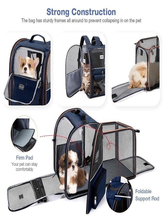 Lekebobor Large Cat Backpack Carrier Expandable Foldable Pet Carrier Backpack for Small Dogs Puppy Medium Cats Fit Up to 18 Lbs for Travel, Hiking,Pink XL Size - Image 3
