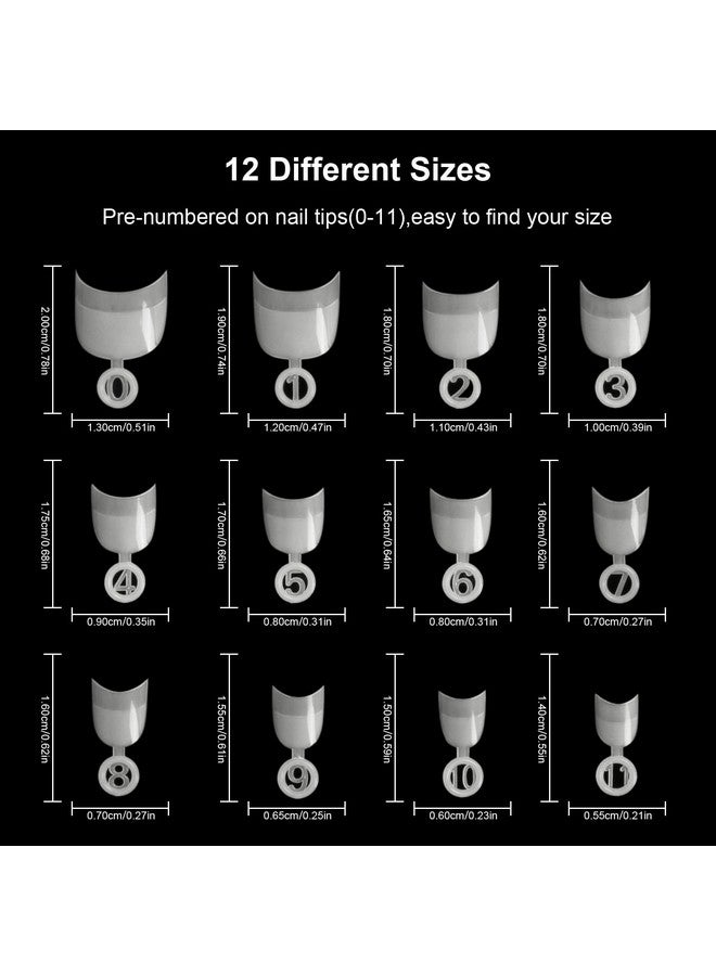 ranrose Short Nail Tips 600Pcs Short Oval Half Cover False Nail Tips 12 Sizes Round False Acrylic Nails Short Tips With Box - Image 4