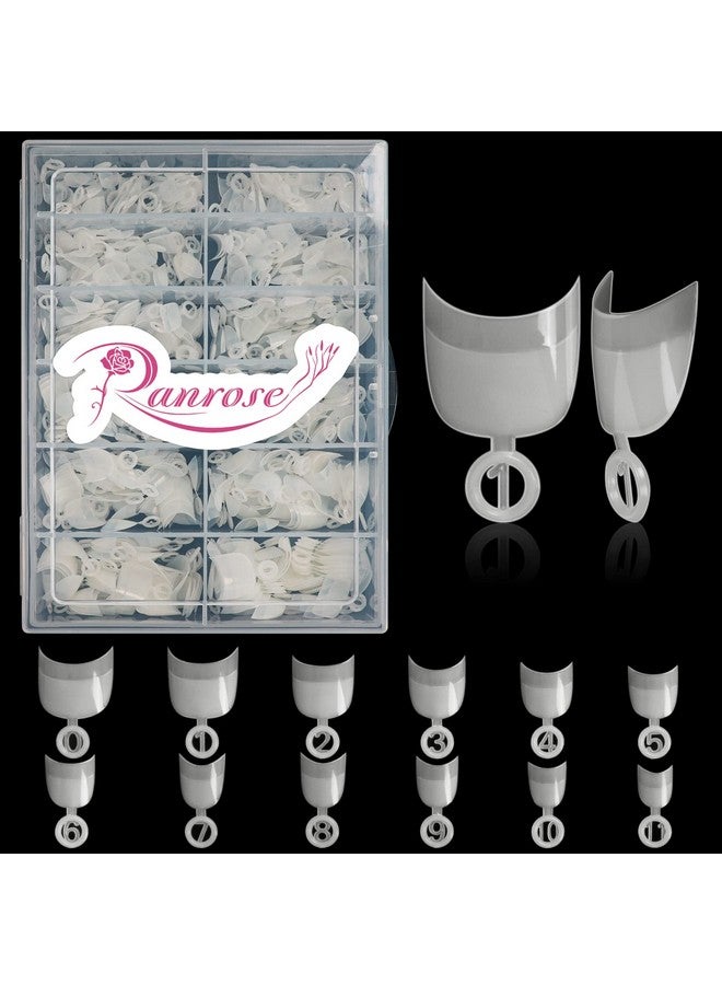 ranrose Short Nail Tips 600Pcs Short Oval Half Cover False Nail Tips 12 Sizes Round False Acrylic Nails Short Tips With Box - Image 1