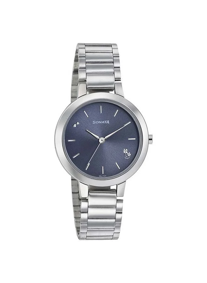 سوناتا Round Shape Stainless Steel Analog Wrist Watch 8141SM07 - 32 mm - Silver