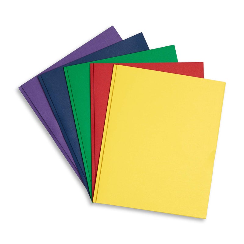 Blue Summit Supplies 100 Paper Two Pocket Folders with Prongs, 2 Pocket Folders Bulk 100 Pack, Assorted 5 Colors, 3 Prongs for Letter Size Paper, Designed for Office and Classroom - Image 1