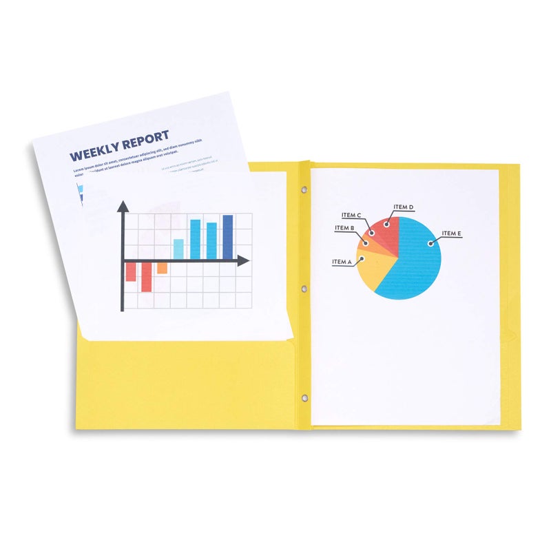 Blue Summit Supplies 100 Paper Two Pocket Folders with Prongs, 2 Pocket Folders Bulk 100 Pack, Assorted 5 Colors, 3 Prongs for Letter Size Paper, Designed for Office and Classroom - Image 2