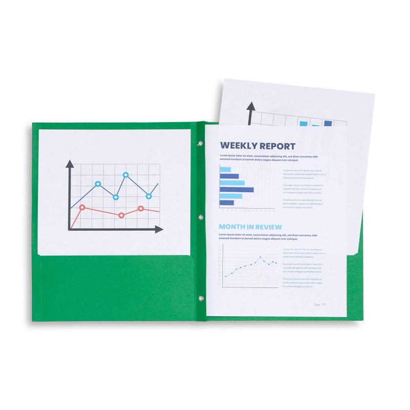 Blue Summit Supplies 100 Paper Two Pocket Folders with Prongs, 2 Pocket Folders Bulk 100 Pack, Assorted 5 Colors, 3 Prongs for Letter Size Paper, Designed for Office and Classroom - Image 4