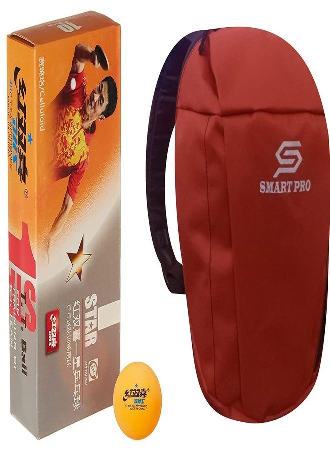DHS TT Ball 40MM 1 Star Orange (10 Pcs Box) 70 PCS with Smart PRO TT Special Cover Speed MEHROON - Image 2