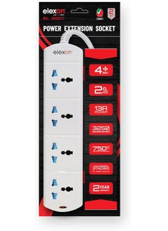 elexon 4 Way Power Extension Socket With 2M Cable  - Image 1