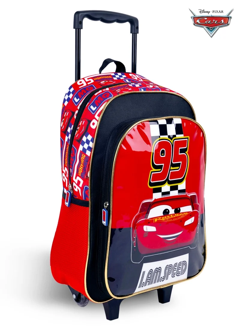 ديزني Cars 5-in-1 Trolley School Bag Set - Ergonomic Backpack, Water Bottle, Lunch Box, Insulated Bag & Pencil Case, Lightweight & Durable, for Boys 6+, Perfect for School & Travel