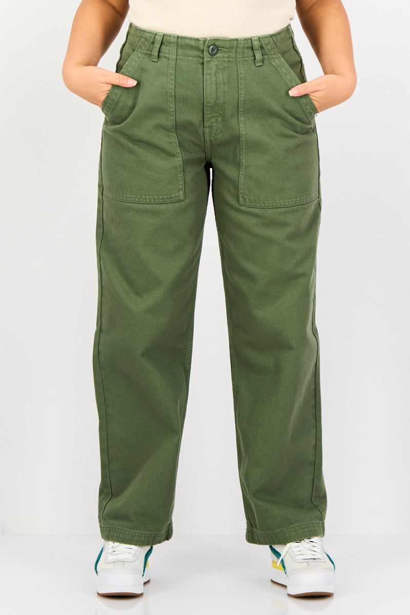 VANS Women Regular Fit Solid Non Stretchable Jeans, Olive - Image 1