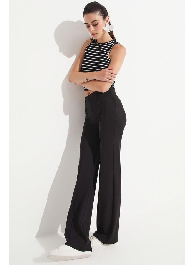 جون بنطلون ضيق أسود بتفاصيل درزات يونيو - Image 4