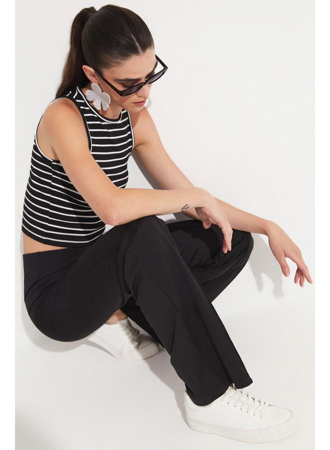 جون بنطلون ضيق أسود بتفاصيل درزات يونيو - Image 2